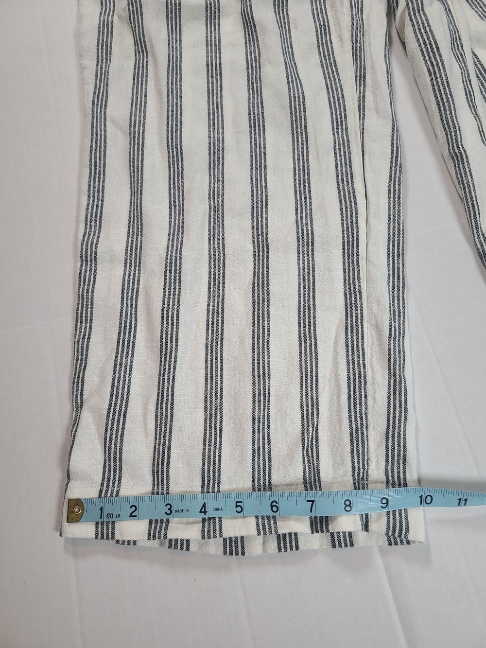 a new day Womens Classic Linen Blend Cream & Gray Striped  Wide Leg Pants 10R - Picture 11 of 11